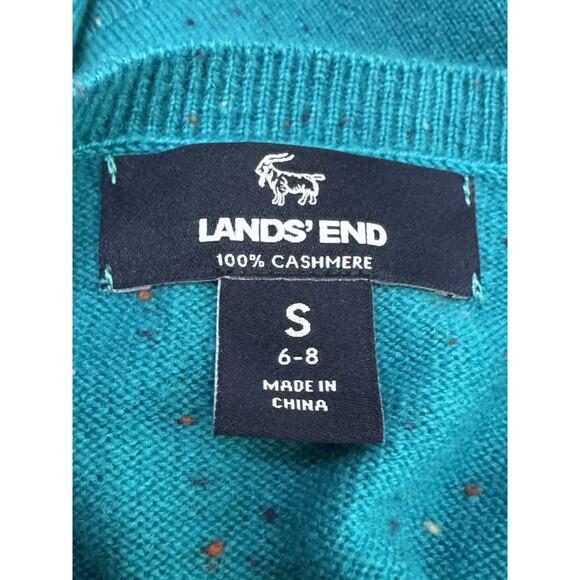 Lands End 100% Cashmere Twin Sweater Set Women’s Small 6-8 Button Cardigan Teal - Picture 9 of 9